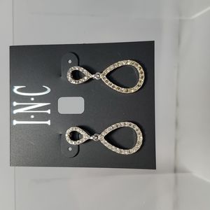 I.N.C. drop silver tone clear crystal earring
